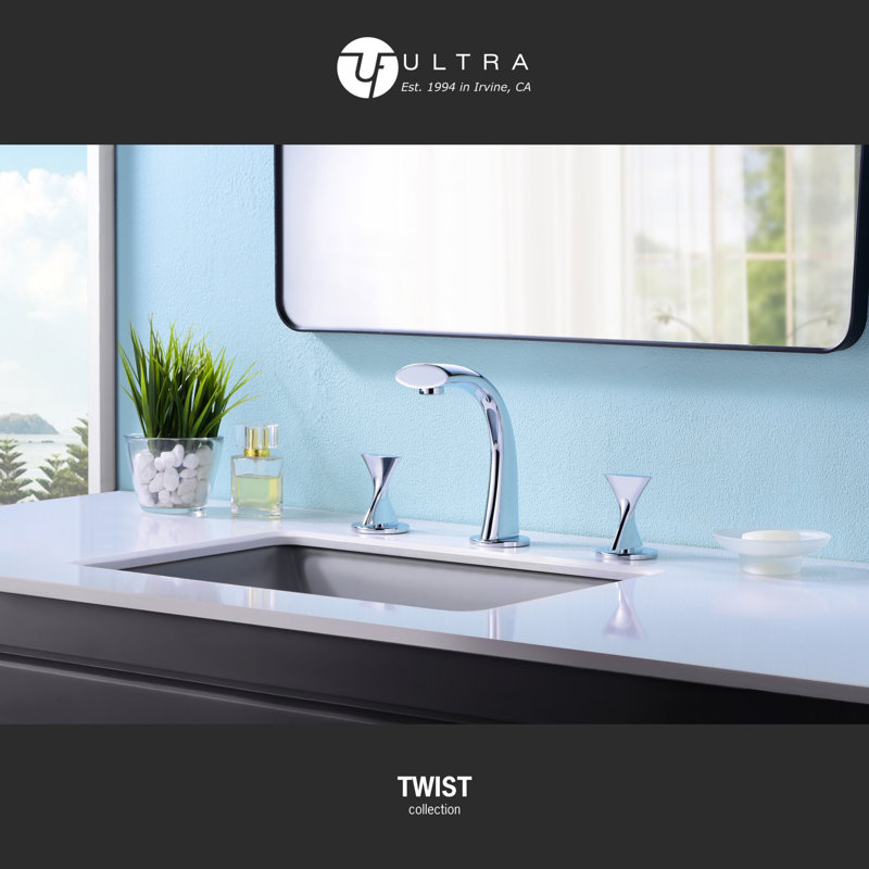 Twist Collection Two-Handle 6" to 10" Widespread Lavatory Bathroom Faucet with Drain Assembly - Chrome Polished