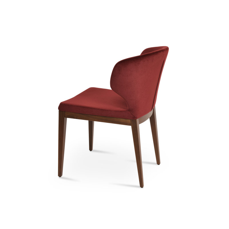 Amed Plus Wood Chair, American Walnut, Cherry Velvet