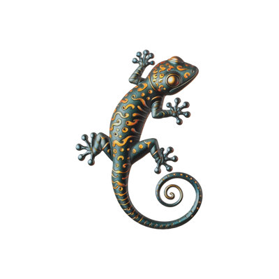 13 Inch Burano Gecko Wall Decor Metal Indoor Outdoor Wall Decor Standard - Goth