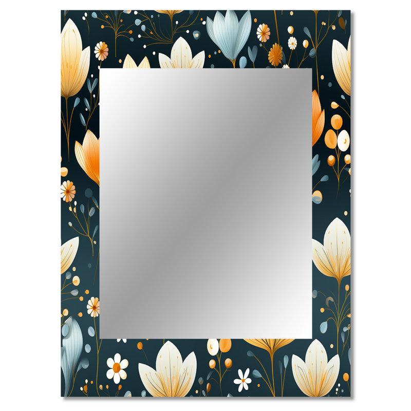 Arvi Scandinavian Botanical Collage - botanical  Unique Wall Mirror, Botanical Mirror, Printed Metal Art, 40" x 30"