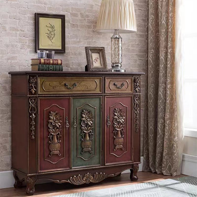 American Vintage Shoe Cabinet Side Cabinet 24 Pair Shoe Storage Cabinet
