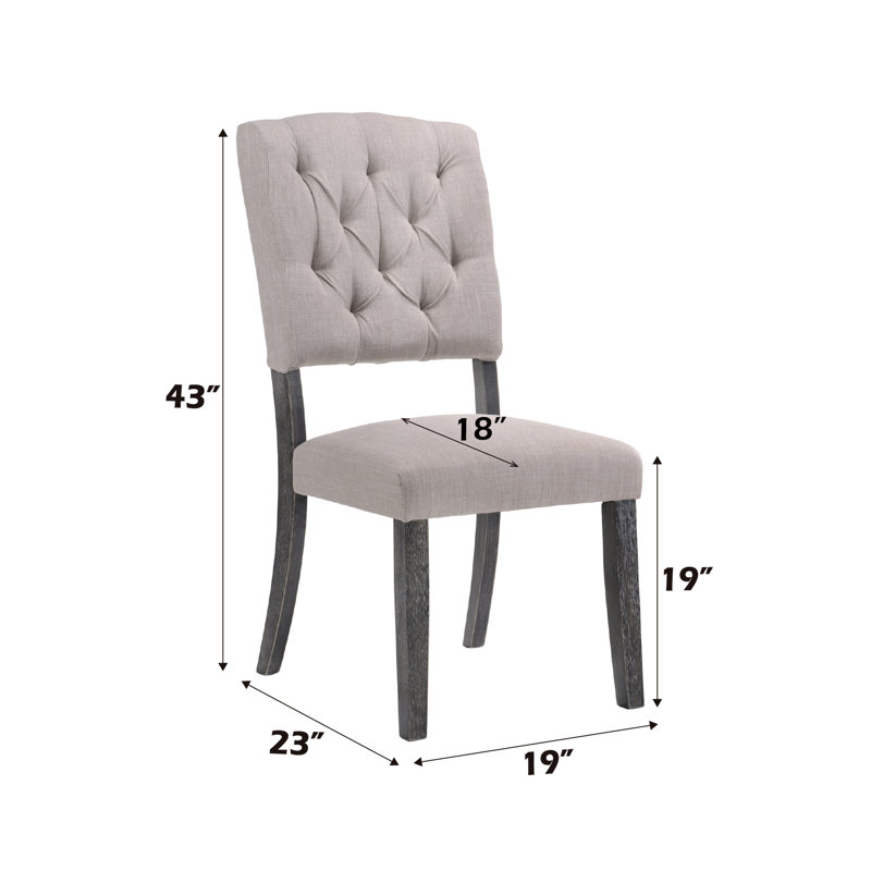 Chaises d'appoint en lin 2 pièces -, beige et gris, élégant, haut dossier gris, construction