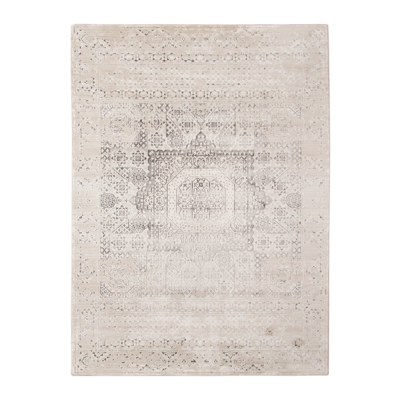 Alloway Transitional Medallion Premium Polyester High-Low Performance Area Rug, Rectangle 2' x 3'3"