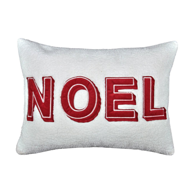 Coussin décoratif en sherpa blanc 14 x 20 po Noel