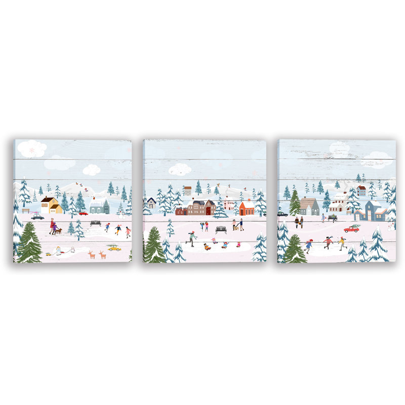 «Winter Village Cheer», art mural sur toile tendue, H 12 po x l 36 po, 3