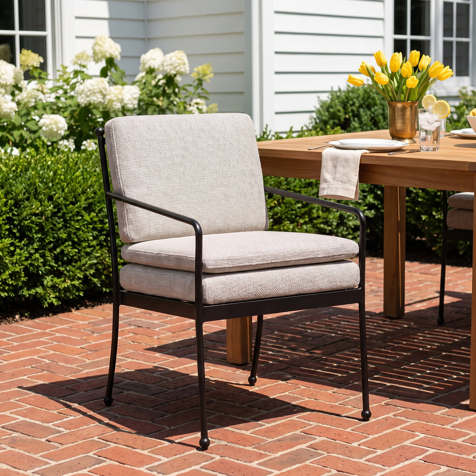 Kenner Outdoor Dining Armchair-Ramiro Ecru