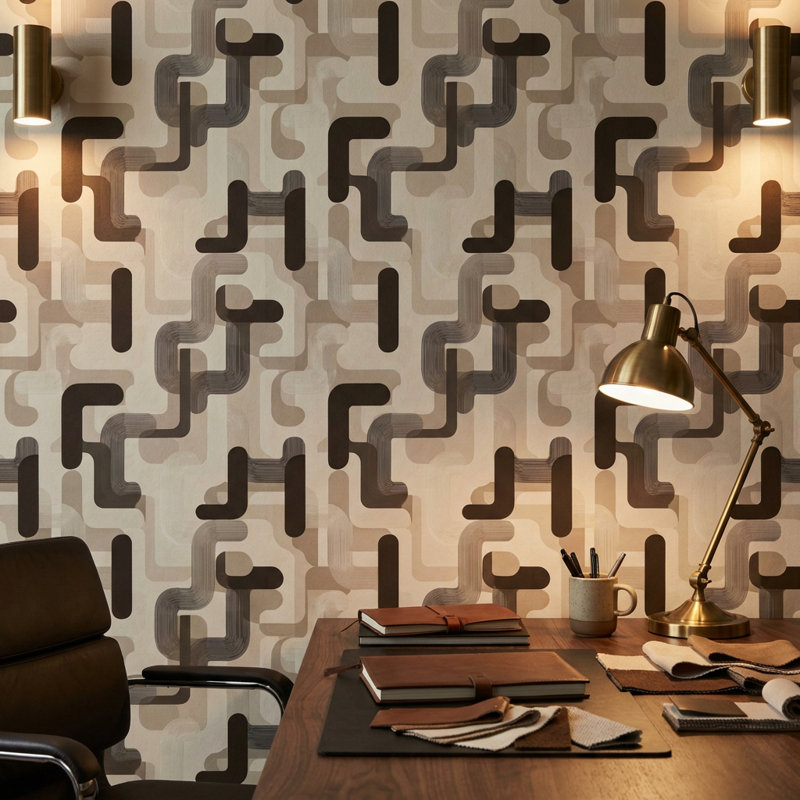 Papier peint fond blanc Mid Century Modern, Peler et coller