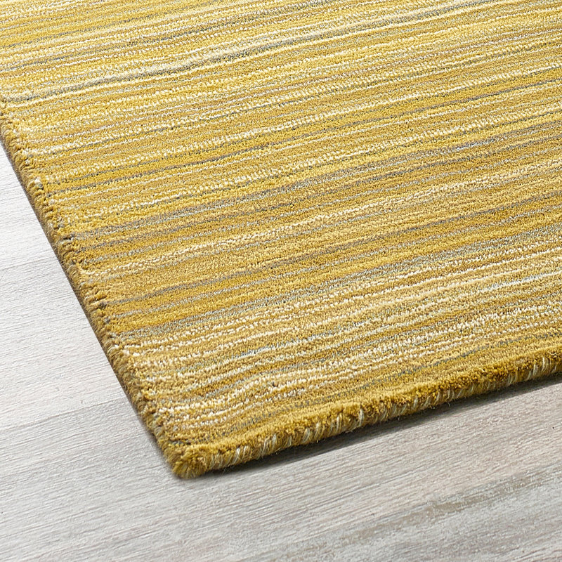 Renfrow Striped Wool Ochre Rug, Rectangle 80 x 150cm