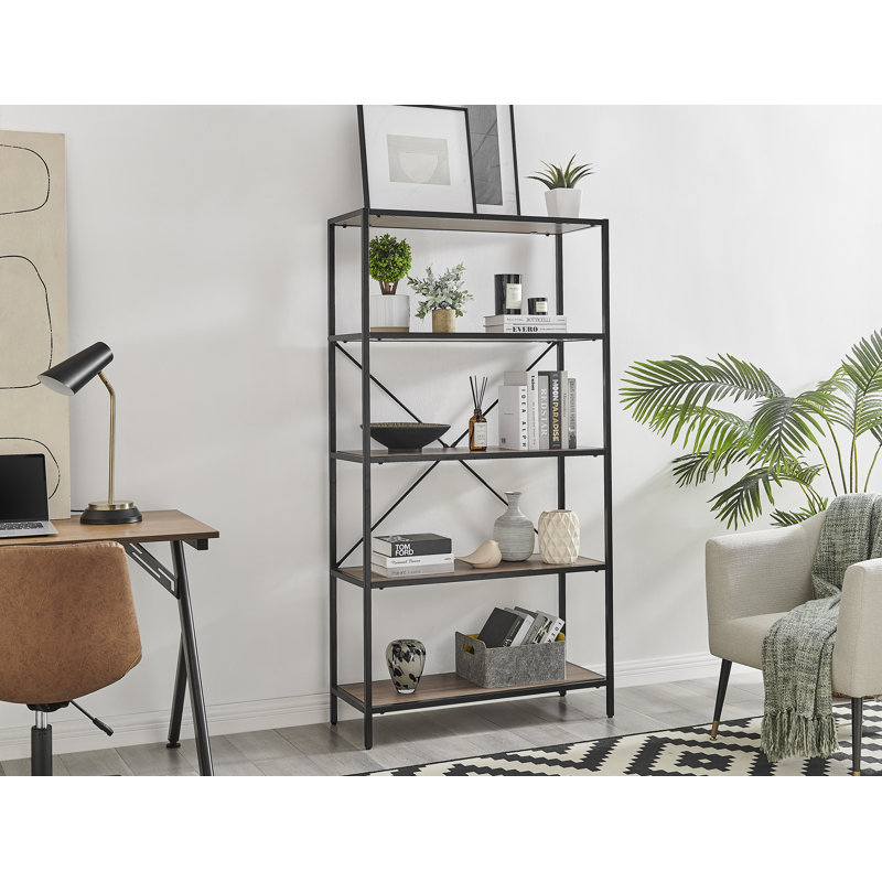 Alton Industrial Style 5 Shelf Box Shelving Unit - Melamine Scratch Resistant, Brown