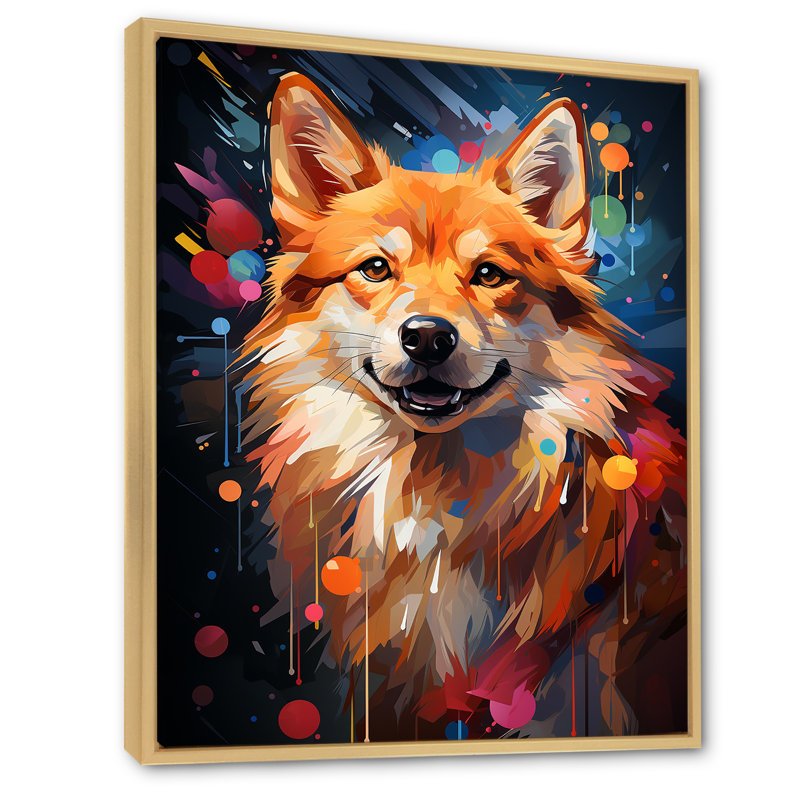 Popart Shiba Inu Spirit III sur impression sur toile, H 20 po x l 12 po x P 1 po, Cadre naturel flottant