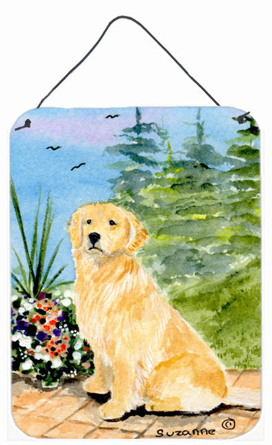 "golden retriever" , reproduction d’art sur plaque
