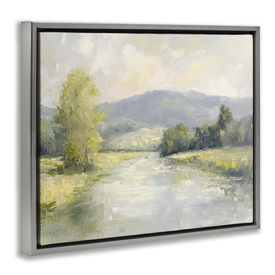 Cadre flottant abstrait rivière et montagne, design par Petal Prints Design
