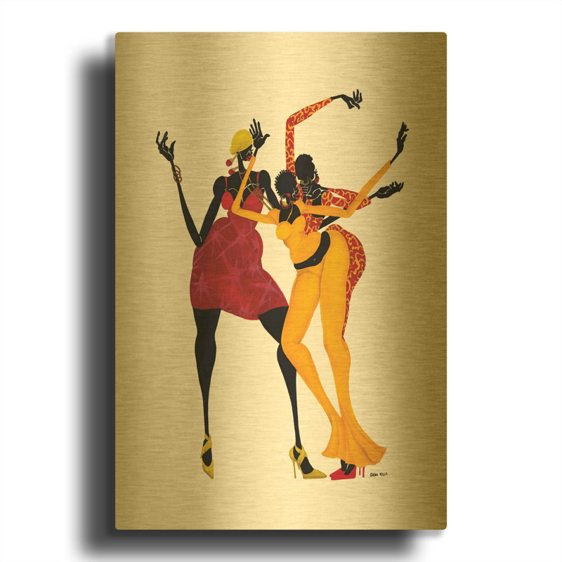 «Mamas Love Mambo» par Shan Kelly, art mural en métal doré, 16 po x 24 po, 16 po x 24 po