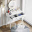 Meuble-lavabo de maquillage avec fauteuil, miroir lumineux à DEL tricolore et bureau en marbre-1255020179