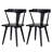 Black Solid Wood Dining Arm Chairs With Curved Back