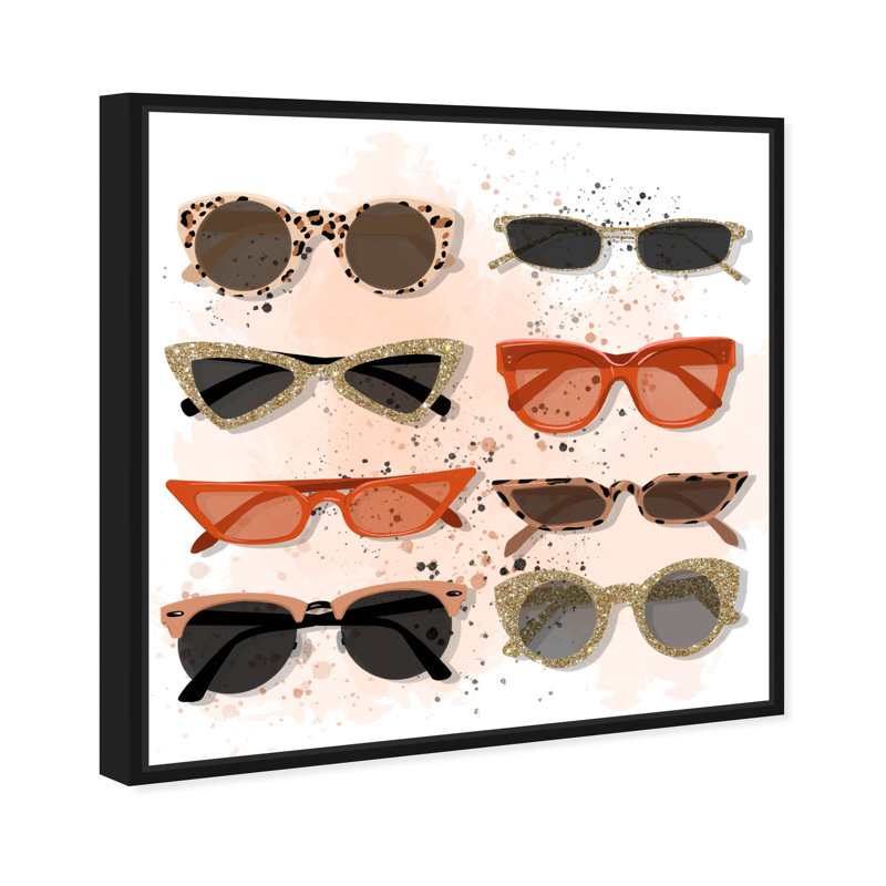 Fashion and Glam Summer Shades Essentials - Peinture sur toile, H 16 po x l 16 po, Cadre noir