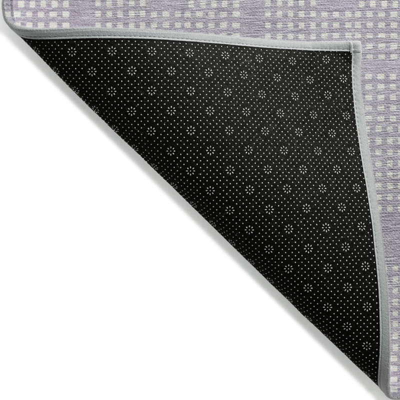 3' X 5' Lavender And Ivory Geometric Washable Indoor Outdoor Area Rug