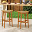 Ensemble de 2 tabourets de bar en bois d'acacia Gymax pour l'extérieur avec sièges et dossiers en rotin PE-571740403