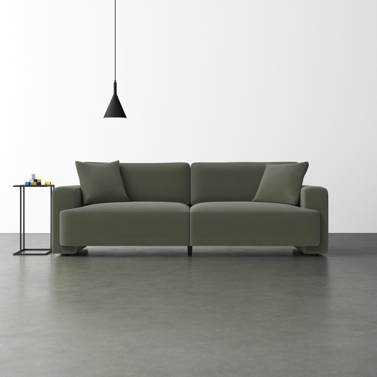 Ives 90" Upholstered Sofa, Soren Olivine Performance Velvet