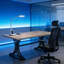 Poste de travail spacieux, bureau d'ordinateur classique, bureau de direction luxueux