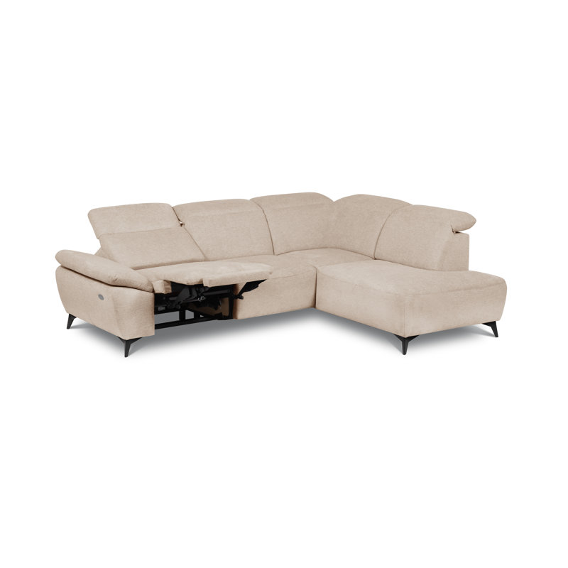 Relaxio Stylish Corner Sofa with Power Reclining & Multi Position Headrests & Adjustable Armrest, Right Hand Facing, Beige