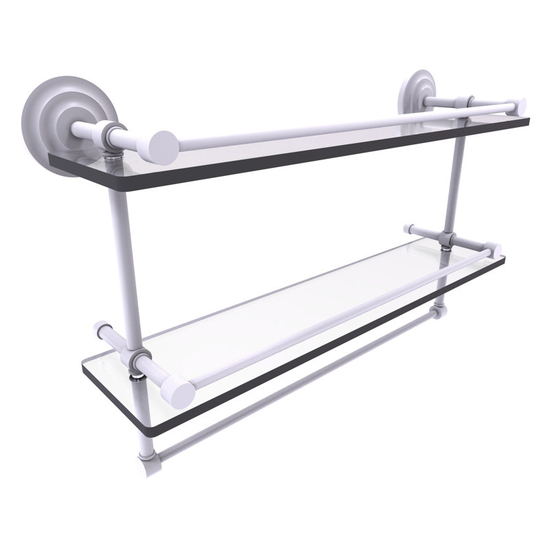 Étagère 2 pièces avec barre à serviettes leamore, H 12 po x l 22 po x P 5 po, Blanc mat