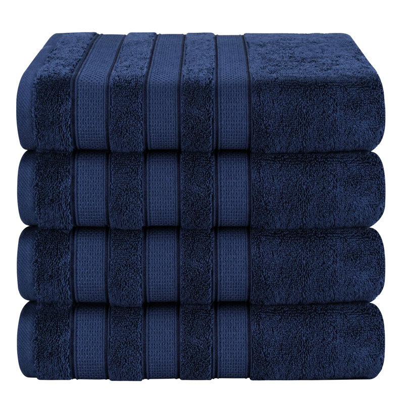 100% Cotton 4 Piece Luxury Turkish Bath Towel Set, Navy