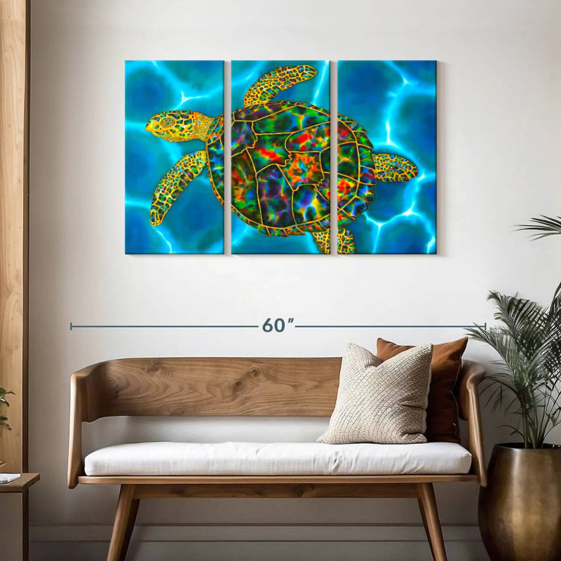 Brampt Rainbow Opal Sea Turtle, 28" H x 45" W