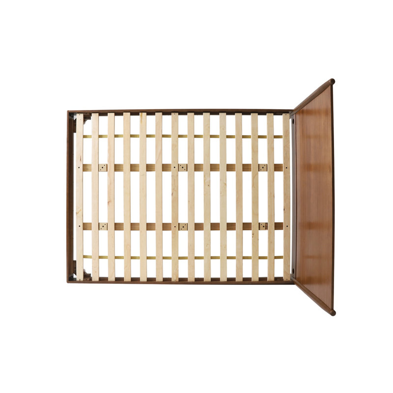 Lit plateforme en bois massif Cohron, Brun, Roi