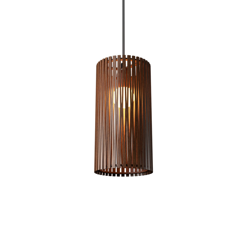 Living Hinges 1 - Light Pendant, 7.87" H x 5.9" W x 5.9" D, Imbuia