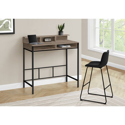Bureau d'ordinateur, bureau personnel, debout, tablettes de rangement, L 48 po, travail, ordinateur portable, métal stratifié, contemporain, moderne