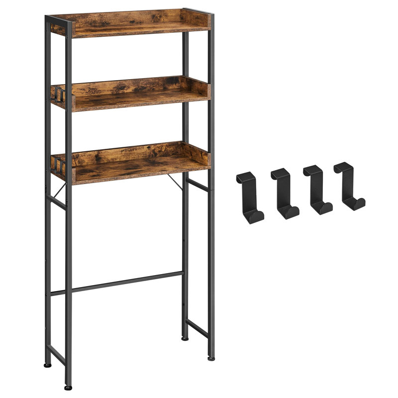 Alv Freestanding Over The Toilet Storage, Brown/Satin Black