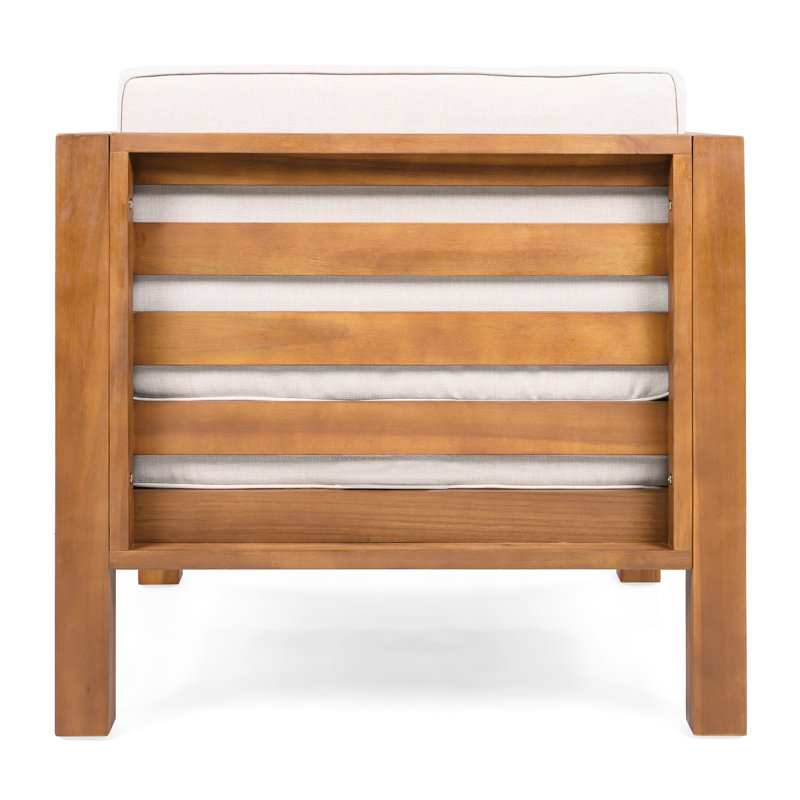 Fauteuil de patio d'extérieur avec coussins, Mélange de corde brune / finition teck, 1