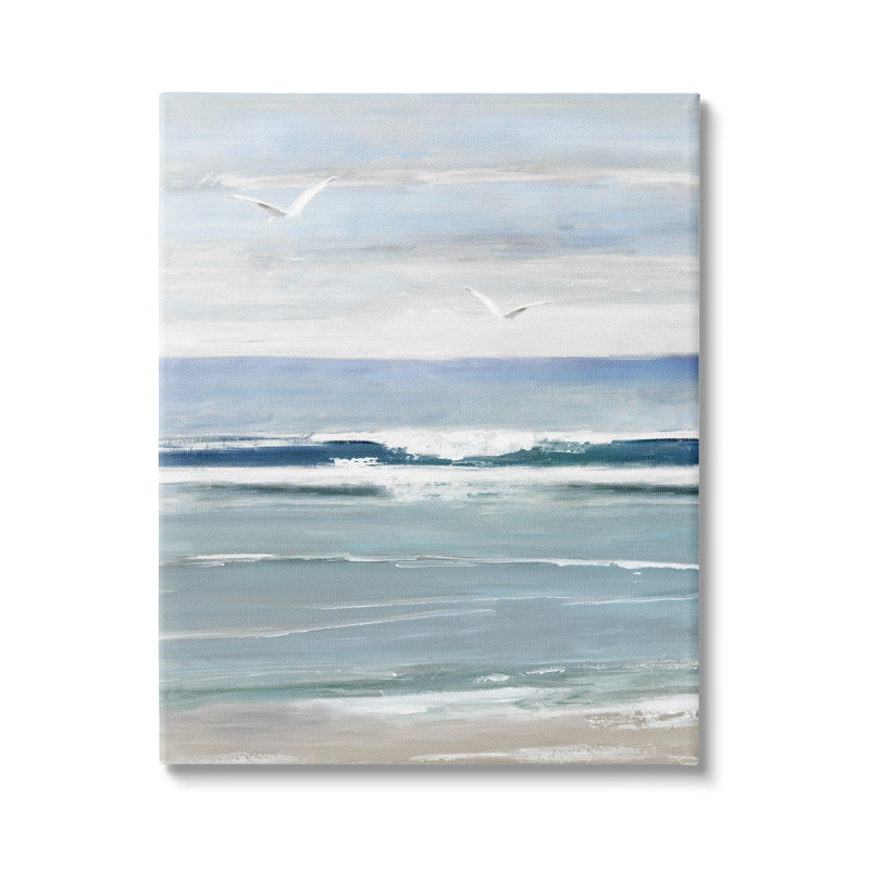«Rolling Waves And Seagulls» par Sally Swatland, H 40 po x l 30 po x P 1,5 po