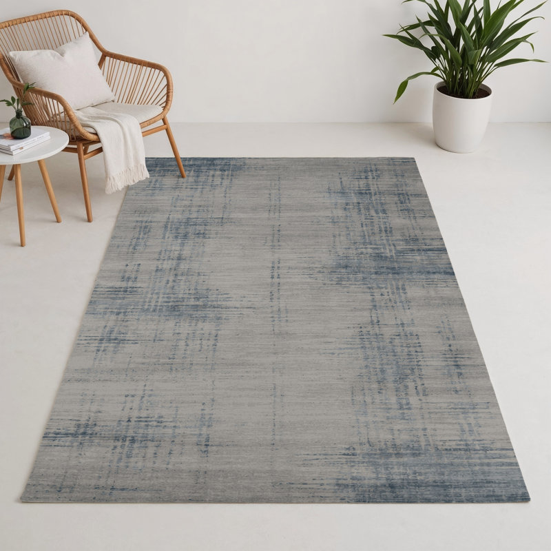 Abstract Gray Indoor and Outdoor Area Rug, Rectangle 3' x 5'