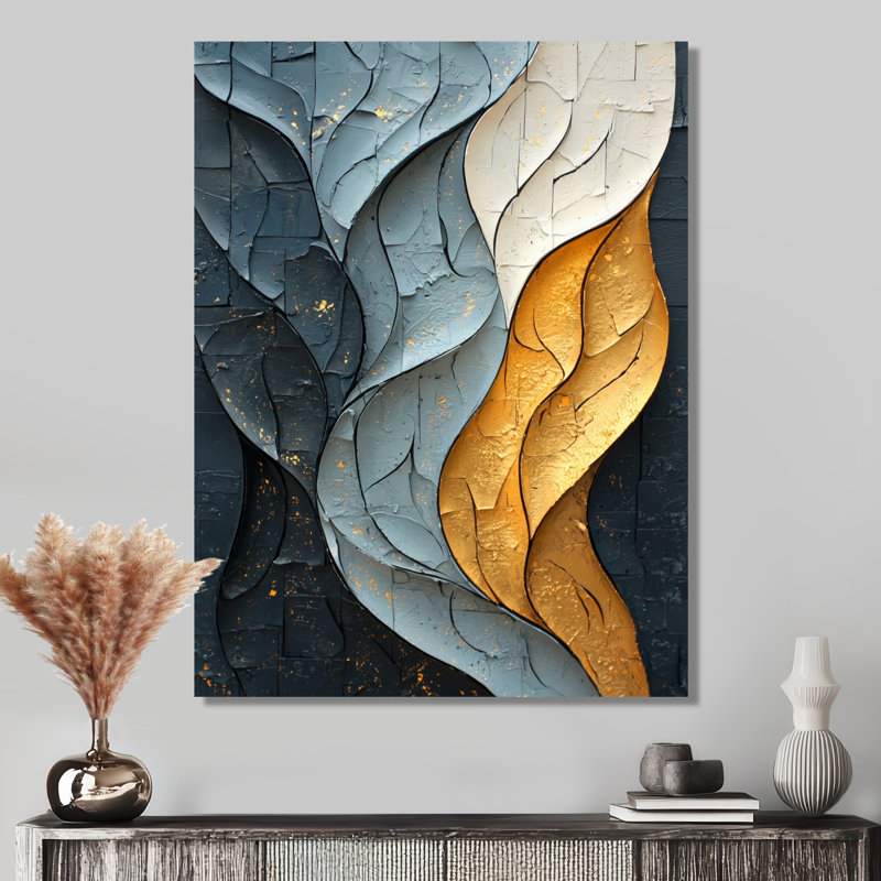 Or gris, ombres flottantes II - reproduction d'art moderne en métal, art mural moderne abstrait en métal, H 20 po x l 12 po
