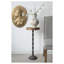 Table d'appoint ronde en fer noir avec plateau en bois brun festonné, 12 x 12 x 29,5 po