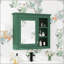 Armoire à pharmacie murale moderne avec miroir et 3 tablettes ouvertes, solution de rangement de salle de bain durable et écologique