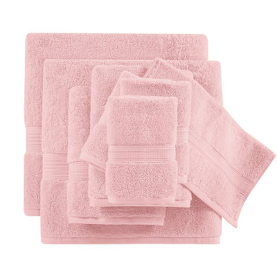 Ultra-Soft 800 GSM Bath Towels Set, 100% Cotton Pink, Modern Home, 8-Piece