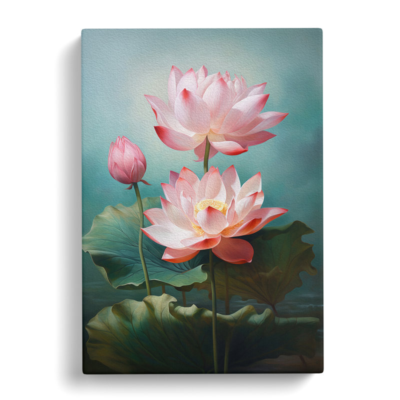 Lotus Flower Classicism Art - No Frame Print, 76cm H x 50cm W x 3cm D