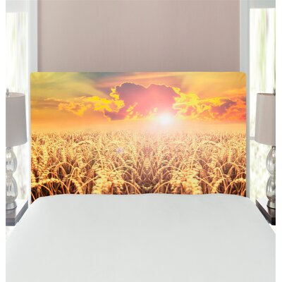 Ambesonne Rural Headboard, Sunset Scenery Of A Anther Field Photo, Upholstered Decorative Metal Bed Headboard With Memory Foam, Full Size, Sand Brown -  East Urban Home, 6684AADEBF164267A869D798B20FB71C