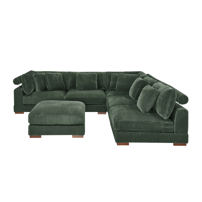 Canapé modulaire Barnemouth, Velours côtelé vert foncé