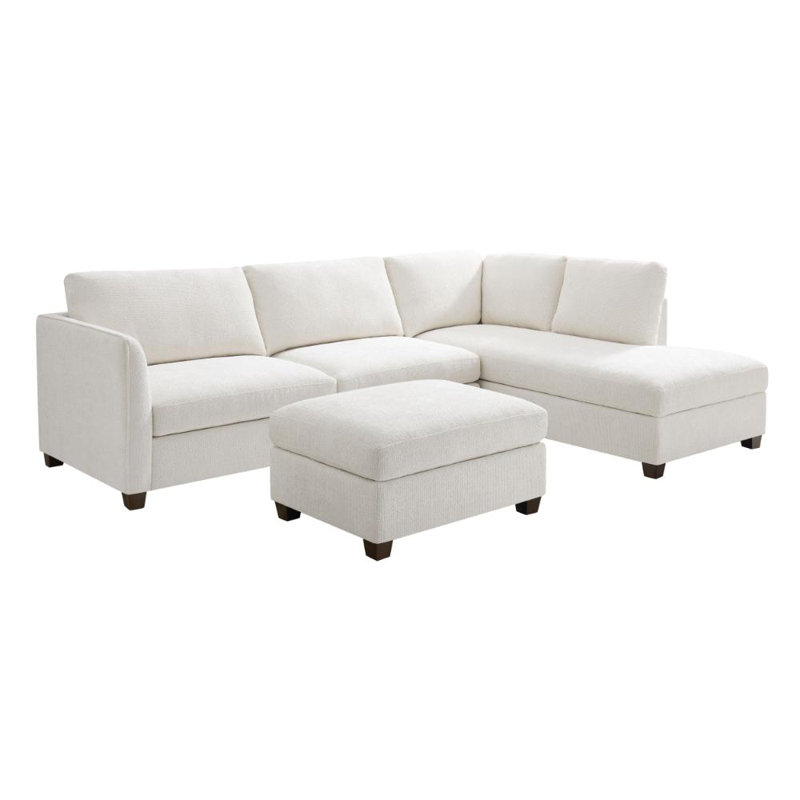 Chatrine Corner Sofa With Footstool, Right Hand Facing, Cream