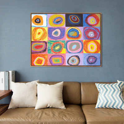 Art encadré sur toile, estampes carrées et cercles concentriques n ° 2 par Wassily Kandinsky Wall Art Living Office Home Decorations