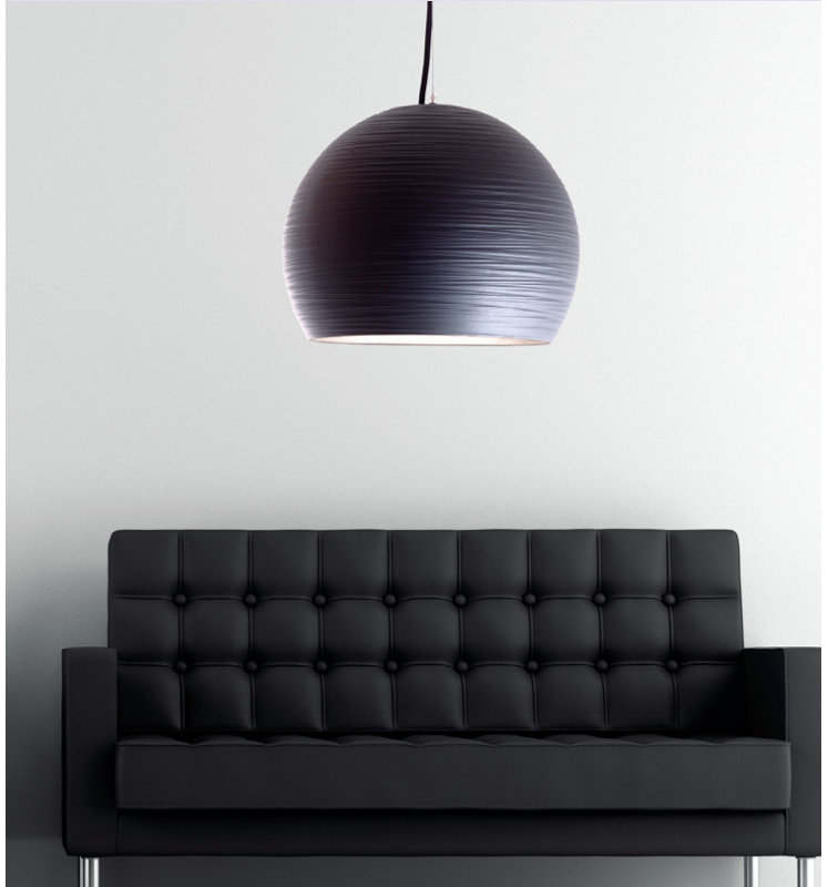 Tyrone Bowl LED Pendant, 150 cm H x 35cm diameter, Anthracite and white