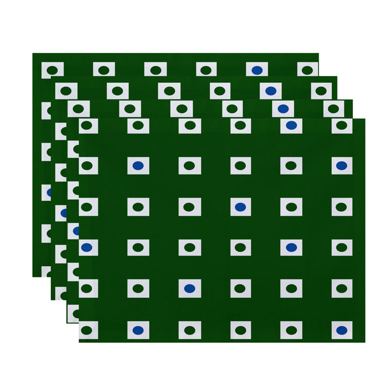 Ensemble de napperons Hip to be Square 4 pièces, Vert/bleu