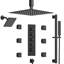  Système de douche thermostatique double à haute pression avec douche à main et jet pour le corps 16 po Thermostatic-89833289