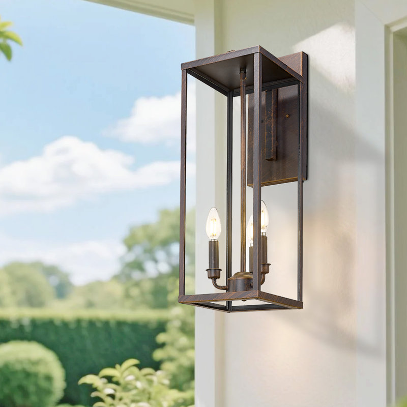 Outdoor Wall Light, 24 Inch Modern Exterior Wall Sconce With Clear Glass, Weather Resistant Outside Lights For House,Front Porch, Patio,Entryway(Antique Bronze)(Set Of 2)