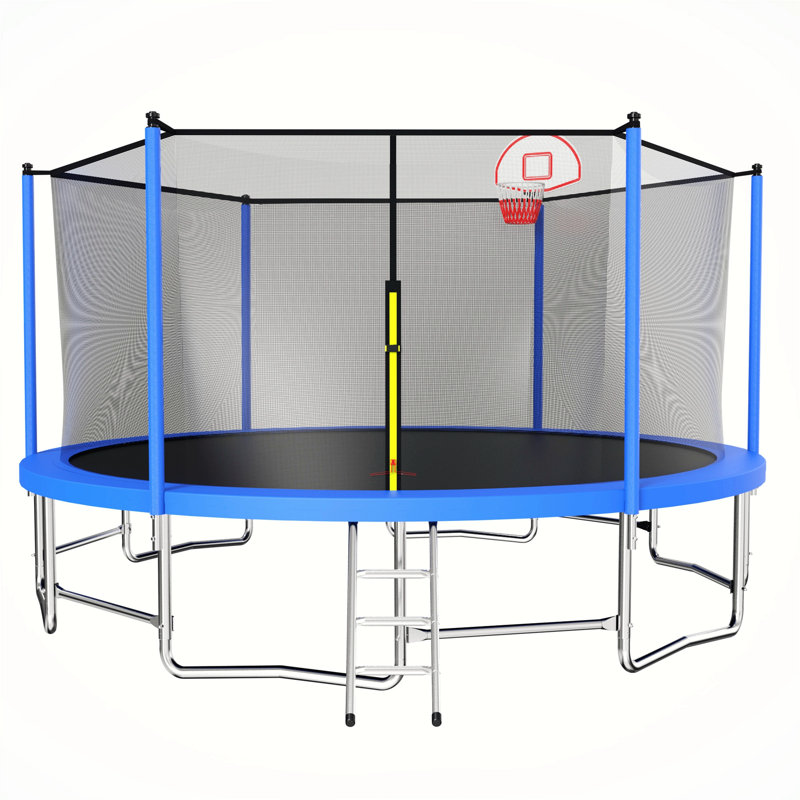 Trampoline de style roman, filet de sécurité, Bleu, Bleu