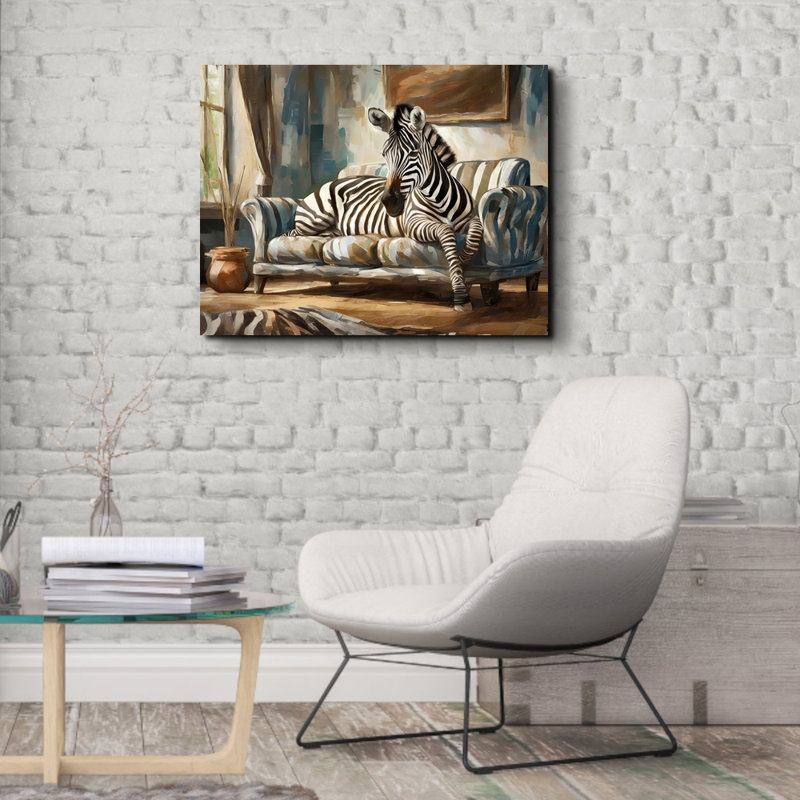 «Zebra Couch» sur toile, H 15 po x l 18 po